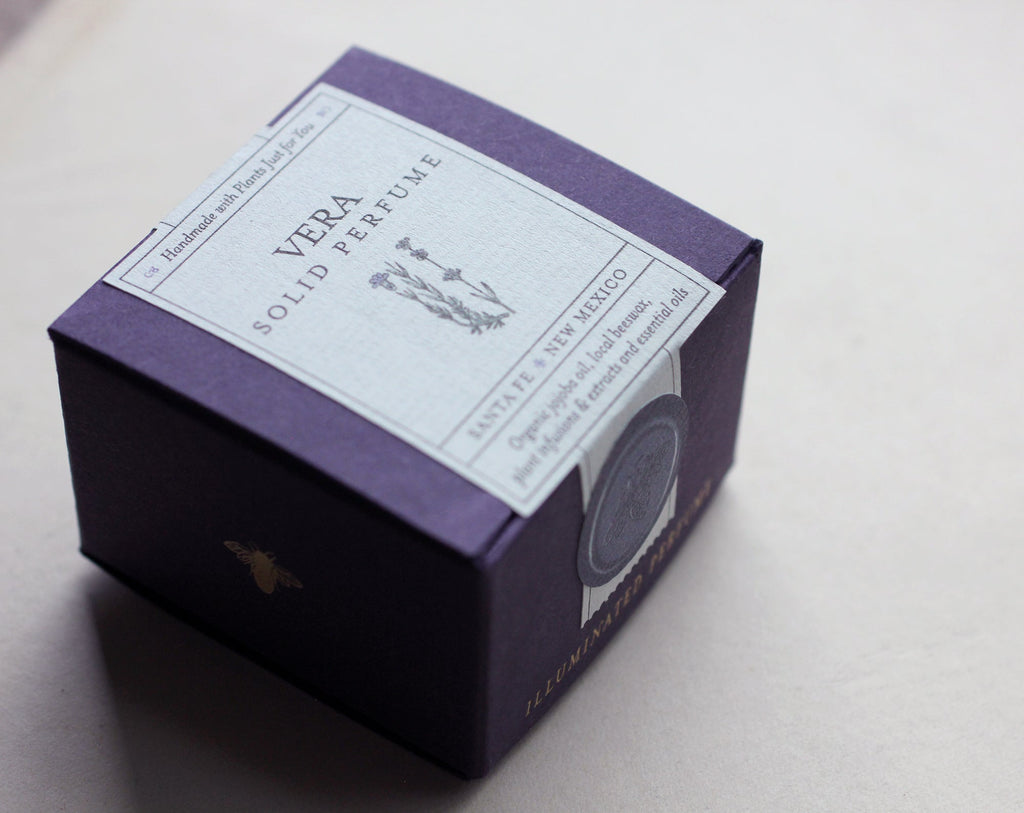 Vera Solid Natural Perfume in Round Violet Jar